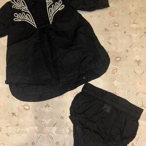 Banana Republic Black Baby Outfit with White Embroidery